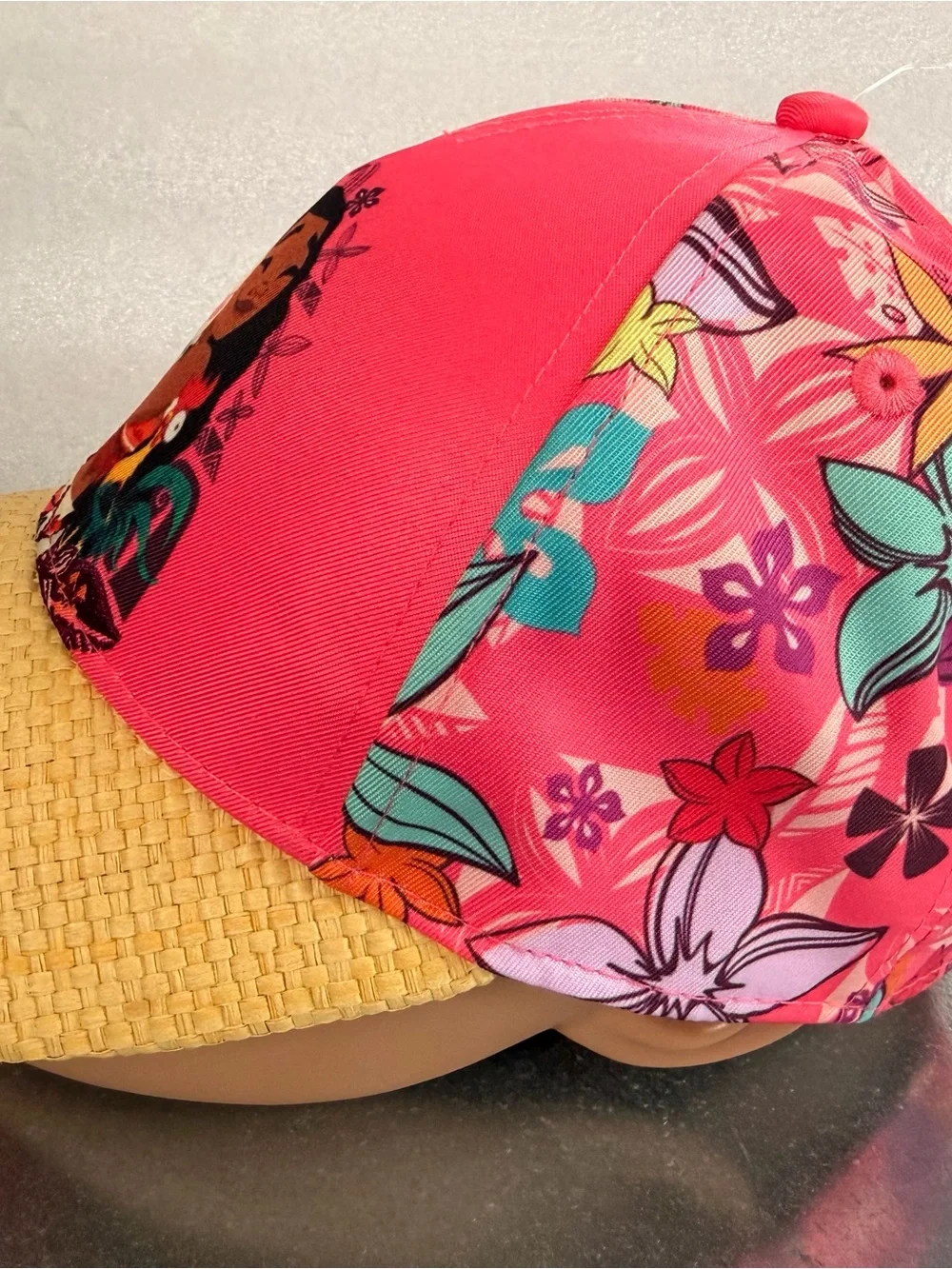 Disney Pink Moana Print Straw-Brim Hat